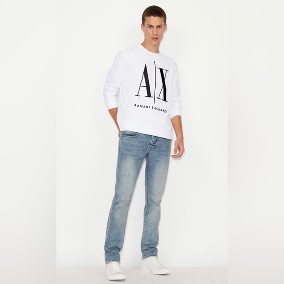 ARMANI EXCHANGE  ARMANI EXCHANGE ICON LOGO SWEATSHIRT White - Picture 2 of 5